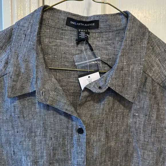 Saks Fifth Ave 100% Linen Summer Beach Dress, Size Large, New With Tags. - Picture 5 of 11